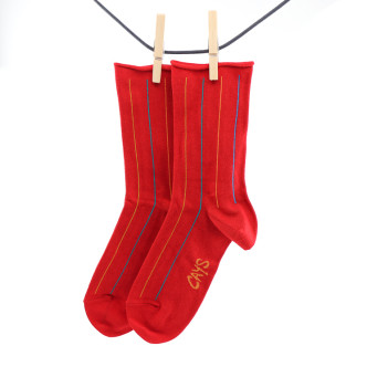 Crönert 27404 longitudinal strips Men`s Socks red